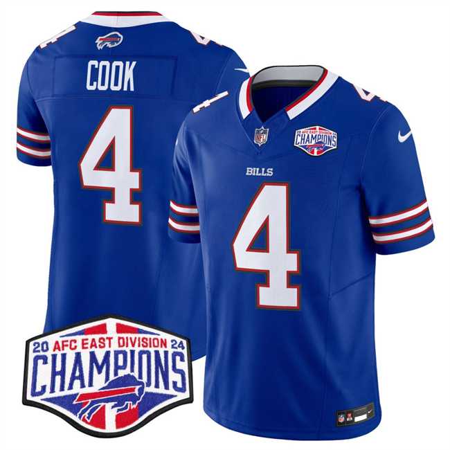Men%27s Buffalo Bills #4 James Cook Royal F.U.S.E. 2024 AFC East Division Champions Vapor Limited Stitched Jersey->buffalo bills->NFL Jersey